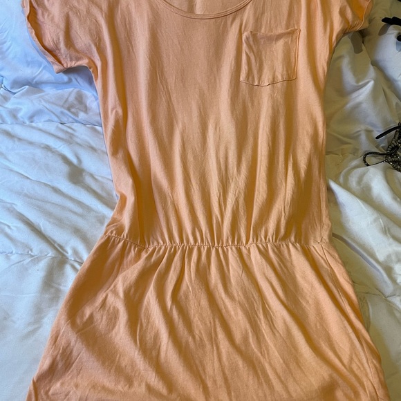 Bobi SHIRRED DROP WAIST DRESS fromRevolve in Peach size small - Picture 5 of 9